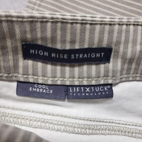 NYDJ Ellison Tall Jeans Womens 6T Beige Lodge Stripe High Rise Straight Ankle - Picture 9 of 16